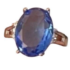 Silver Blue Stone Diamond CZ Ring